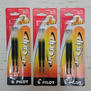 Pilot Dr. Grip Center of Gravity Pen Refill 77271 Medium Black 3 Packs of 2